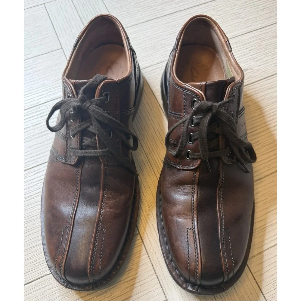 CLARKS Touareg 70852 Mens Brown Chestnut‎ Leather Casual Oxford Shoes Size 12 M